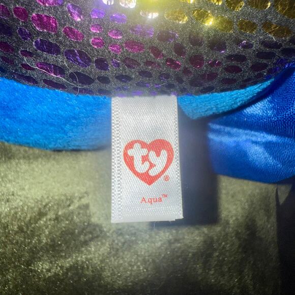 Ty Beanie Boo Aqua Blue Tang Fish Plush 17” Large Sparkle Eyes EUC - Picture 6 of 6